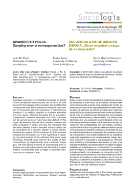 Spanish Exit Polls. Sampling Error Or Nonresponse Bias?