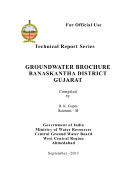 Groundwater Brochure Banaskantha District Gujarat