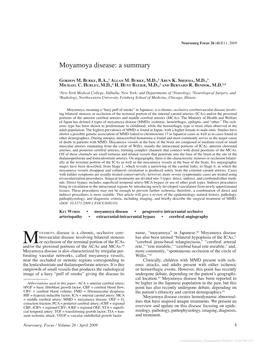 Moyamoya Disease: a Summary