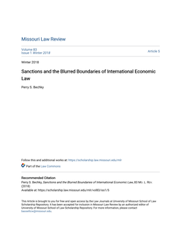 Sanctions and the Blurred Boundaries of International Economic Law