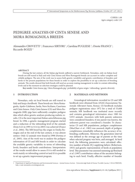 Pedigree Analysis of Cinta Senese and Mora Romagnola Breeds