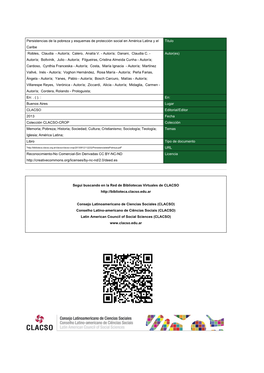 Persistencias De La Pobreza Y Esquemas De Protección Social En América Latina Y El Titulo Caribe Robles, Claudia - Autor/A; Calero, Analía V