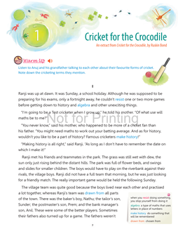 Cricket for the Crocodile an Extract from Cricket for the Crocodile, by Ruskin Bond