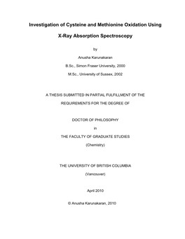 Investigation of Cysteine and Methionine Oxidation Using X-Ray