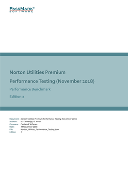 Norton Utilities Premium Performance Testing (November 2018) Performance Benchmark Edition 2