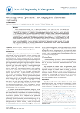 Advancing Service Operations: the Changing Role of Industrial