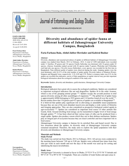 Diversity and Abundance of Spider Fauna at Different Habitats Of