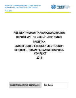 Resident/Humanitarian Coordinator Report on the Use of Cerf Funds