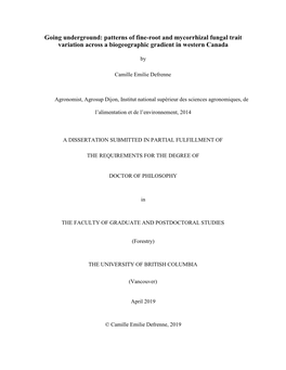 Patterns of Fine-Root and Mycorrhizal Fungal Trait Variation Across a Biogeographic Gradient in Western Canada