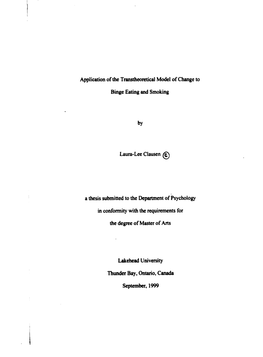 Application of the Transtheoretical Model of Change to Laura-Lee