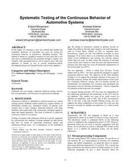 Systematic Testing of the Continuous Behavior of Automotive Systems