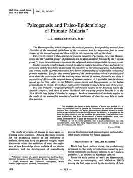 Paleogenesis and Paleo-Epidemiology of Primate Malaria*