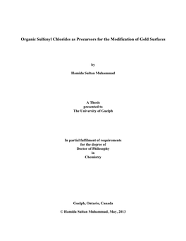 Organic Sulfenyl Chlorides As Precursors for the Modification of Gold Surfaces