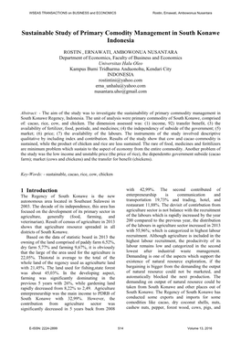 Sustainable Study of Primary Comodity Management in South Konawe Indonesia