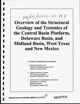 Geology and Tectonics of the Central Basin Platform, Delaware Basin, and and New Mexico