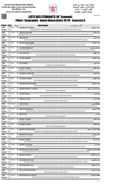 Geographie - Année Universitaire 19/20 - Semestre 5