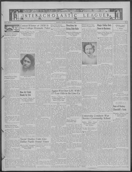 Contest-Winner of 1939 Is Now College Dramatic Tutor Units Give Sound Views Aggies Win Over LSU with 7 17-Year Olds in the Line