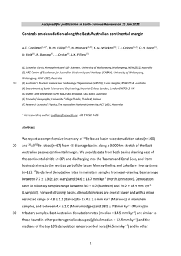 Controls on Denudation Along the East Australian Continental Margin