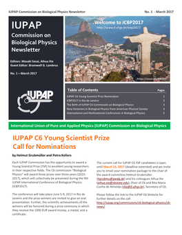 IUPAP C6 Young Scientist Prize Call for Nominations by Helmut Grubmüller and Petra Kellers