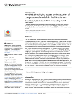 MAGPIE: Simplifying Access and Execution of Computational Models in the Life Sciences