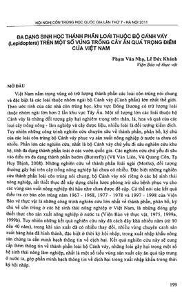 BA DANG SINH HOC THANH PHAN Loal Thupc BQ CANH VAY (Lepidoptera) TREN MOT SO VUNG TRONG CAY an QUA TRQNG DI^M CUA VIET NAM Ph^M