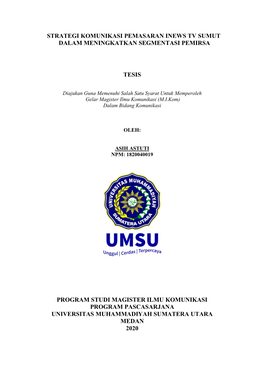 Strategi Komunikasi Pemasaran Inews Tv Sumut Dalam Meningkatkan Segmentasi Pemirsa