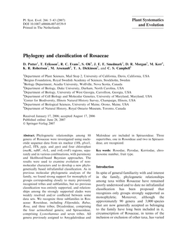 Phylogeny and Classification of Rosaceae
