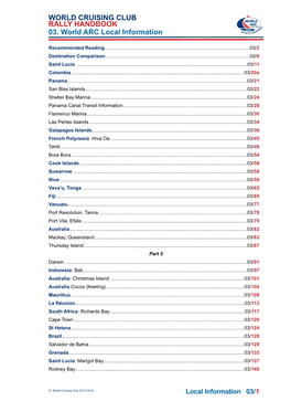 03. World ARC Local Information WORLD CRUISING CLUB RALLY