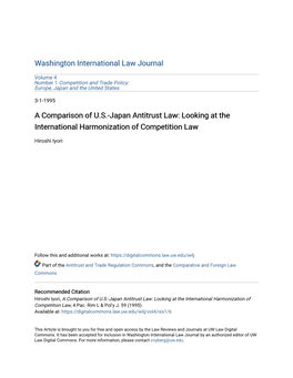 A Comparison of US-Japan Antitrust