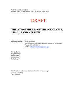 The Atmospheres of the Ice Giants, Uranus and Neptune