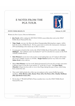 E Notes from the Pga Tour