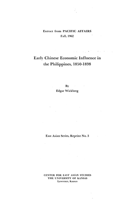 Early Chinese Economic Influence in the Philippines, 1850-1898