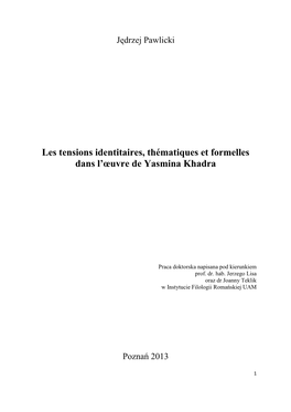 Les Tensions Identitaires, Thématiques Et Formelles Dans L'œuvre De Yasmina Khadra