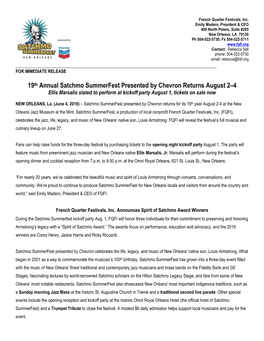 Satchmo Summerfest Presented by Chevron Is August 2-4, 2019!