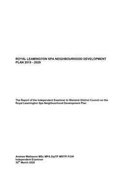 Royal Leamington Spa Neighbourhood Development Plan 2019 - 2029