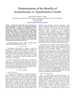 Demonstration of the Benefits of Asynchronous Vs. Synchronous Circuits