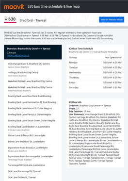 630 Bus Time Schedule & Line Route