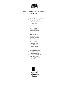 Murty Classical Libraryof India Guide for Translators June 2021 General