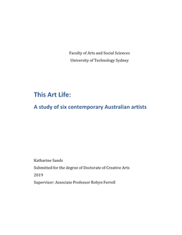This Art Life: a Study of Six Contemporary Australian Artists