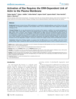 Activation of Ras Requires the ERM-Dependent Link of Actin to the Plasma Membrane