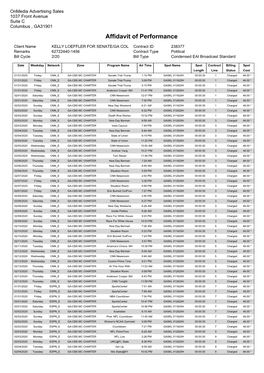 Affidavit of Performance