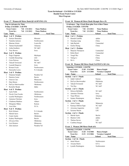 University of Arkansas Hy-Tek's MEET MANAGER 12:08 PM 2/13/2020 Page 1 Tyson Invitational - 2/14/2020 to 2/15/2020 Randal Tyson Track Center Meet Program