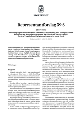 Representantforslag 39 S