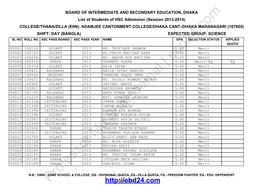 College Admission Result