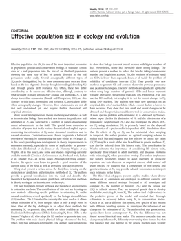 Effective Population Size in Ecology and Evolution