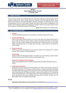 Sitrep-2: Severe Cyclonic Storm “PHAILIN” 11Th October, 2013