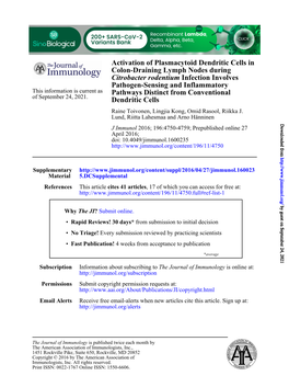 Activation of Plasmacytoid Dendritic Cells in Colon-Draining Lymph