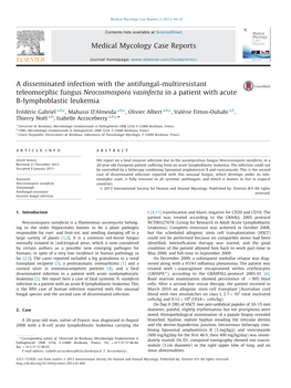 A Disseminated Infection with the Antifungal-Multiresistant Teleomorphic Fungus Neocosmospora Vasinfecta in a Patient with Acute B-Lymphoblastic Leukemia