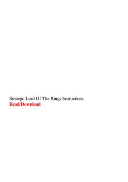 Stratego Lord of the Rings Instructions.Pdf