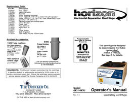 Operator's Manual P/N 7711004 Emergency Lid Removal: 10 Optional Accessories*: 4